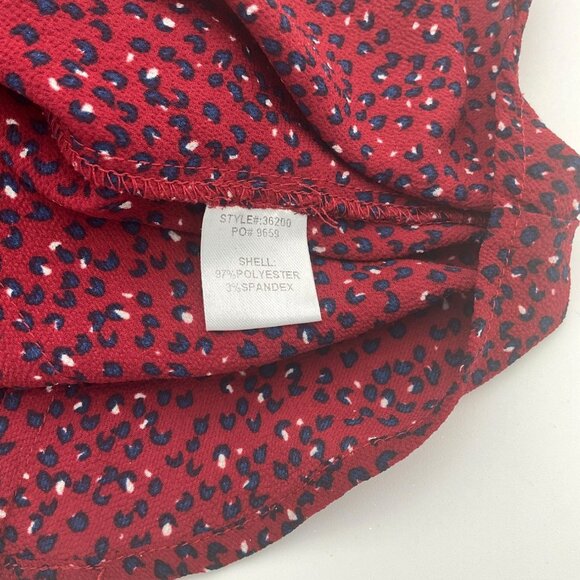 Skies Are Blue Roll Tab Sleeve V-Neck Burgundy Navy Button Front Blouse XS - Picture 6 of 8